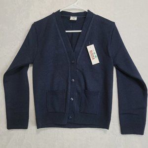 NWT Claudia Uniform Escolares Navy Blue Button Front Cardigan Juniors Size 12